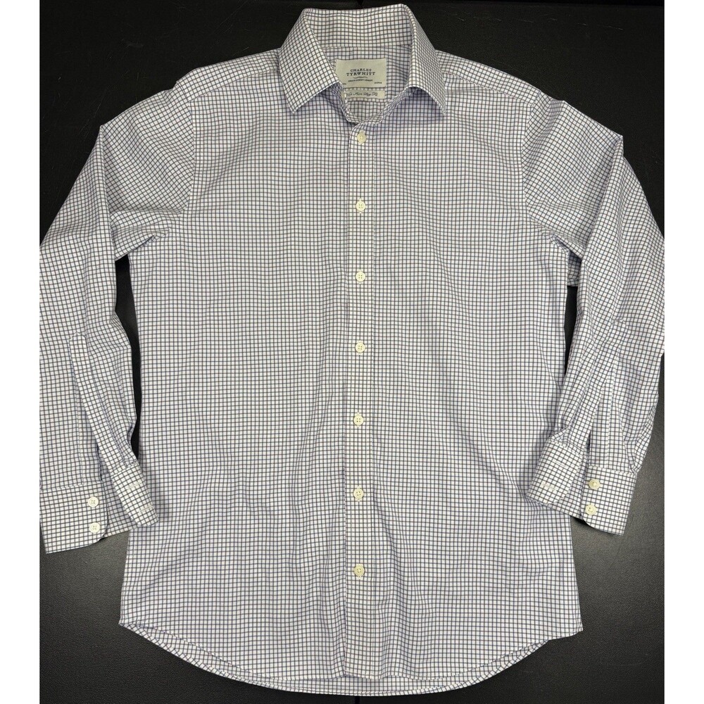 Charles Tyrwhitt Men's SLIM FIT Non-Iron Cotton Blue/Purple Dress Shirt 15.5/33